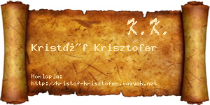 Kristóf Krisztofer névjegykártya