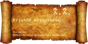Kristóf Krisztofer névjegykártya
